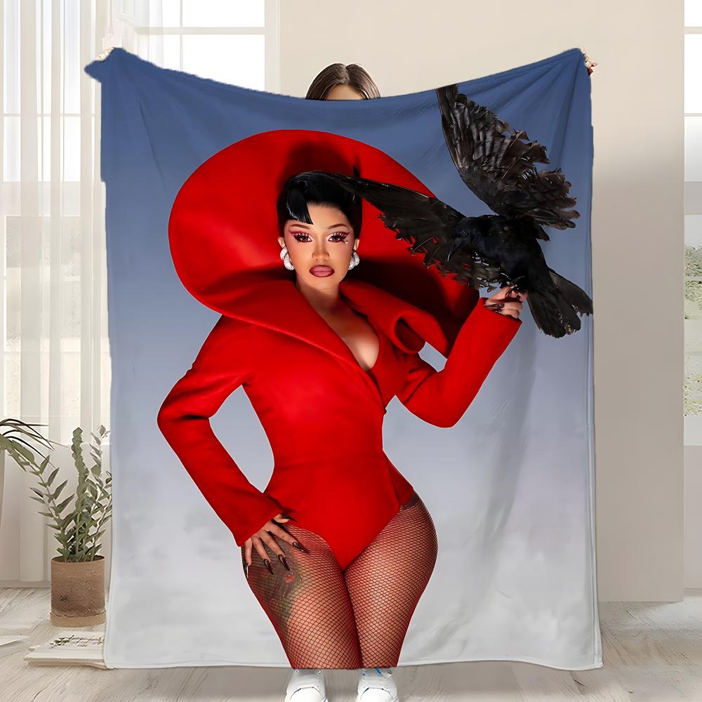 Singer Cardi B Throw Kid-Friendly Flannel Throw Blanket Soft Warm Anti-Static Washable All Season