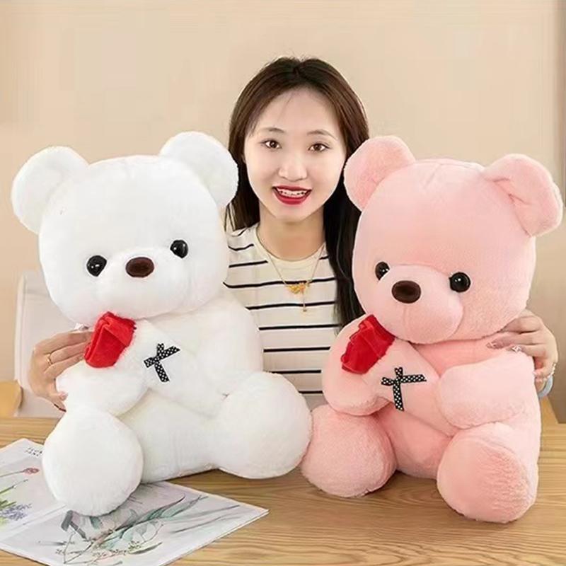 Romantic Rose Bear Plush 25cm Wedding Gift Toy Best for Valentines Celebrations