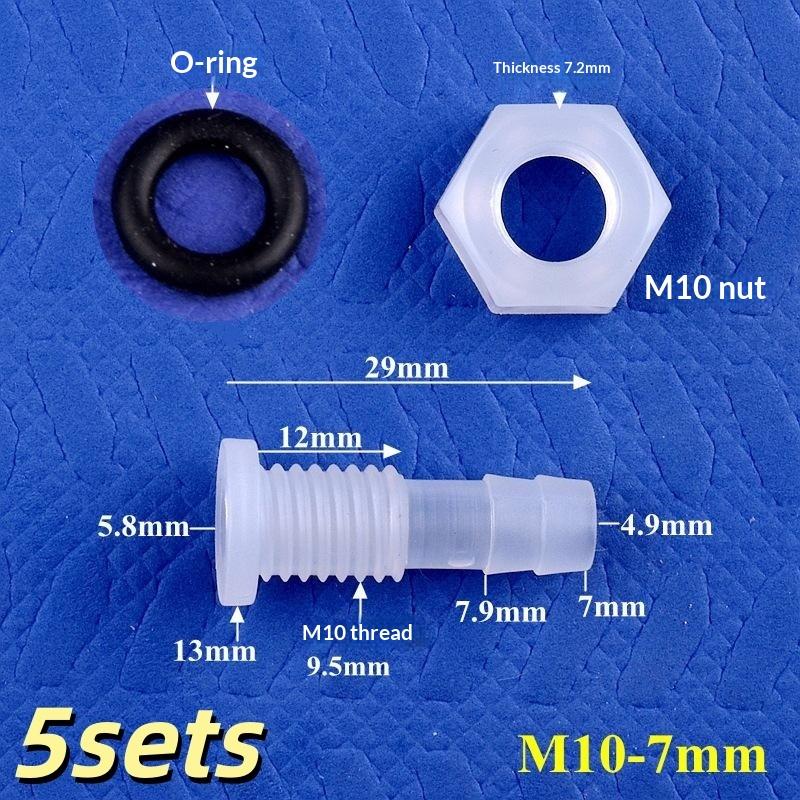 5 Sets M5-M16 Thread To 3-12Mm Aquarium Water Tank Inlet Outlet Joint Irrigation Hose Connectors Pp Straight Bulkhead Connector