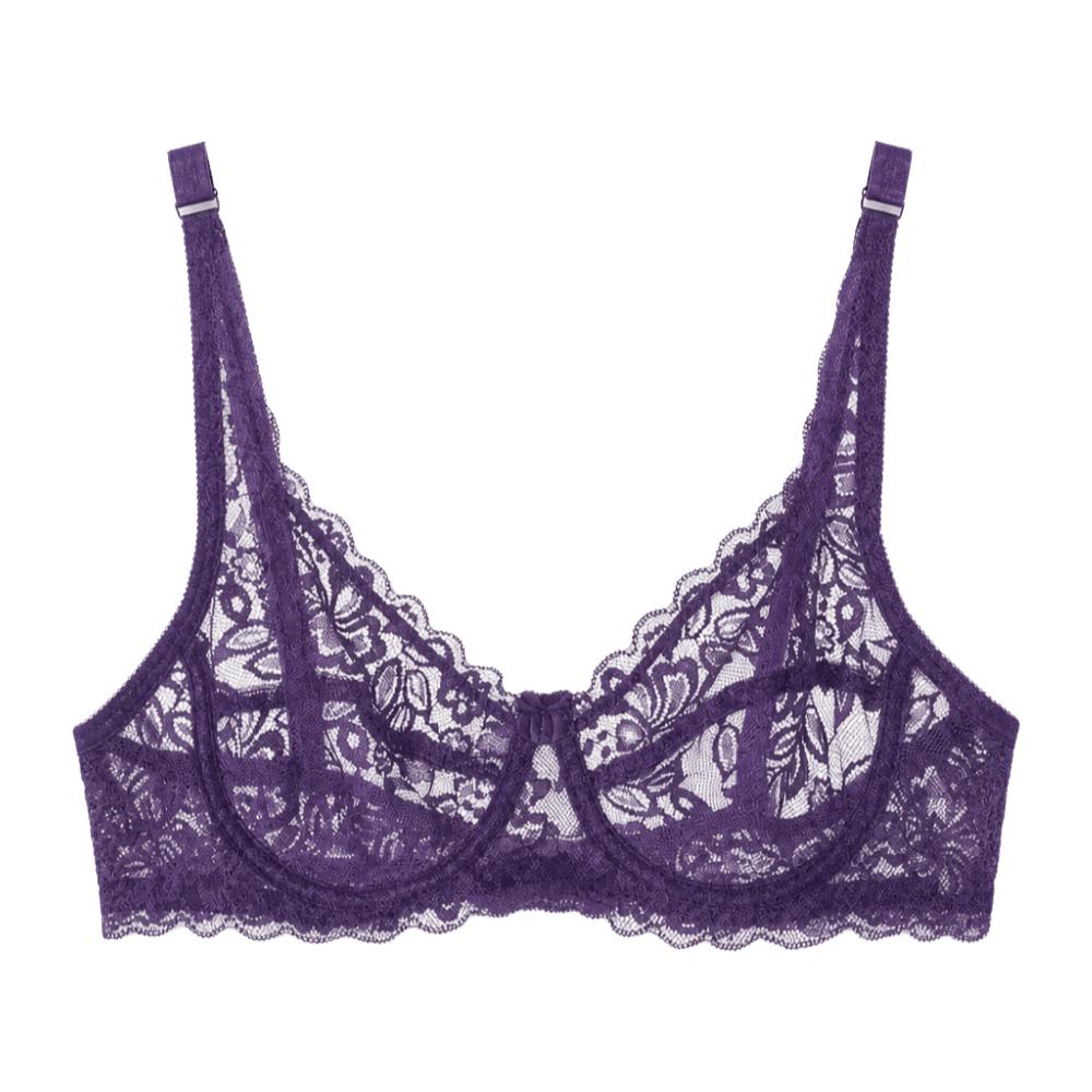 Mesh Transparent Push Up Bra Untra-thin Lace Underwear Seamless Lace Bra Daily Wear