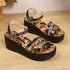 Large Size Sandals Women's Summer New Buckle Wedge Heel Thick Sole Roman Sandals Casual Sandals