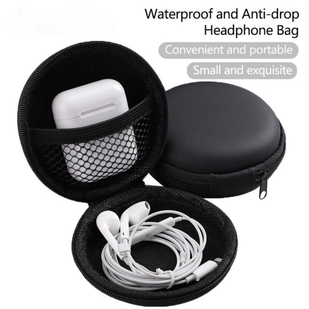 Headphone Organizer Bag for Phone Line Wireless Headphone Bag Eva Data Cable Organizer Bag Bluetooth Headphone Box Round Zipper Bag