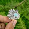 Larimar Gemstone Mother Flower Engagement Promise Bezel Ring Jewelry 925 Silver
