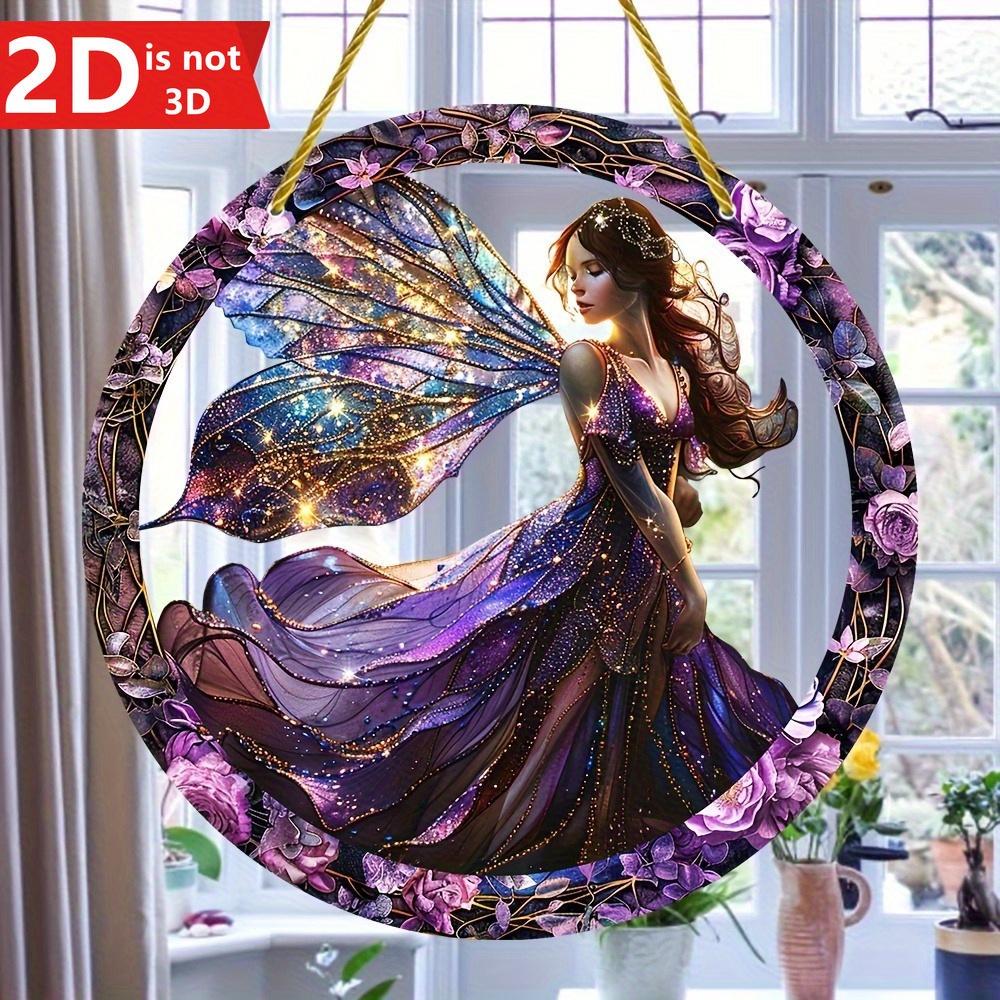 Богемный ловец солнца Эльф. Витражная табличка с феей для украшения сада, дома и комнаты.