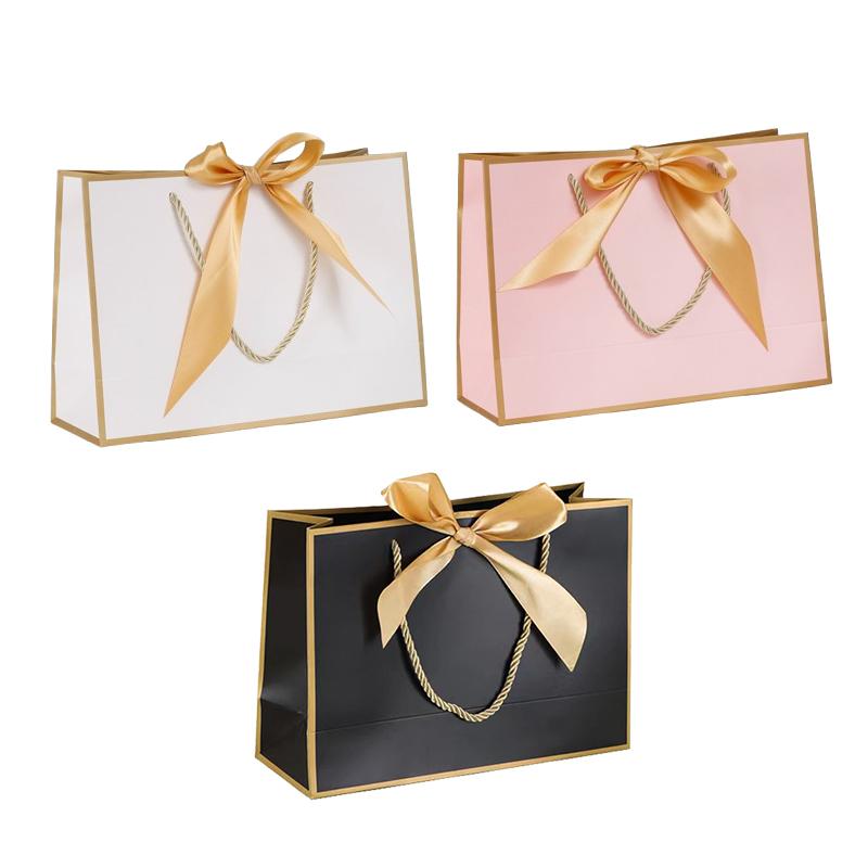 10 шт. бумажная коробка, сумка с лентами, подарочная упаковка, сумки для свадьбы, дня рождения, домашней вечеринки, элегантные подарочные пакеты, сумочка 19x15x7 см