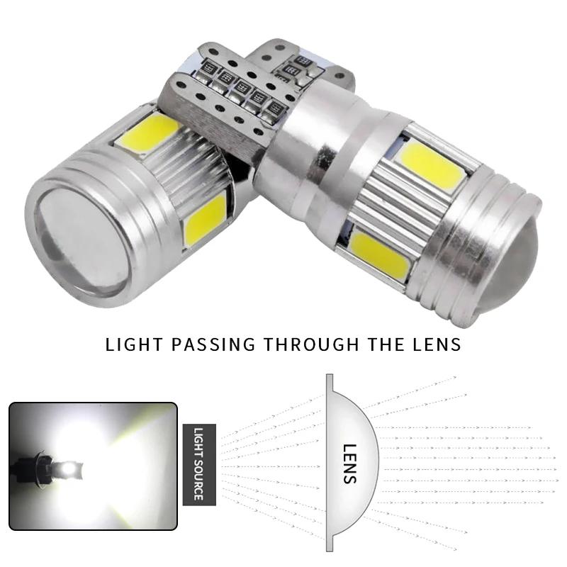 1-2pairs Car LED Signal Bulb 12V T10 W5W 5W5 LED Bulb 6000K 6 SMD No error Auto Wedge Side Lamp License Plate Bulbs