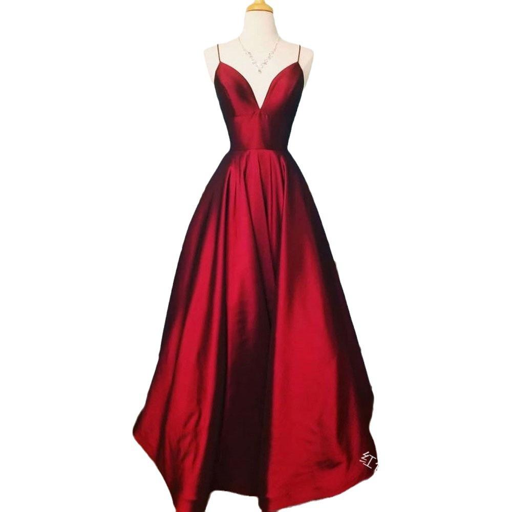 Лето новая европейская и американская женская одежда сексуальное платье с V-образным вырезом на бретельках однотонное без рукавов модное вечернее платье