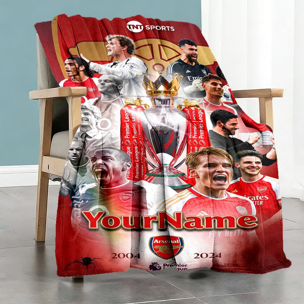 Arsenal Personalized Text Blanket Throw Customizable Blanket Comfortable for Office Chair Office Home Decor Picnics All-Season Use