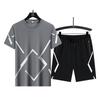 Мужская футболка, шорты, спортивный костюм, короткий рукав, черные футболки, летний костюм из двух частей