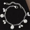 New Silver Plated Bracelet Fashion Bell Charms Beads Pendant Chain Bracelet For Women Girls Jewelry Gift