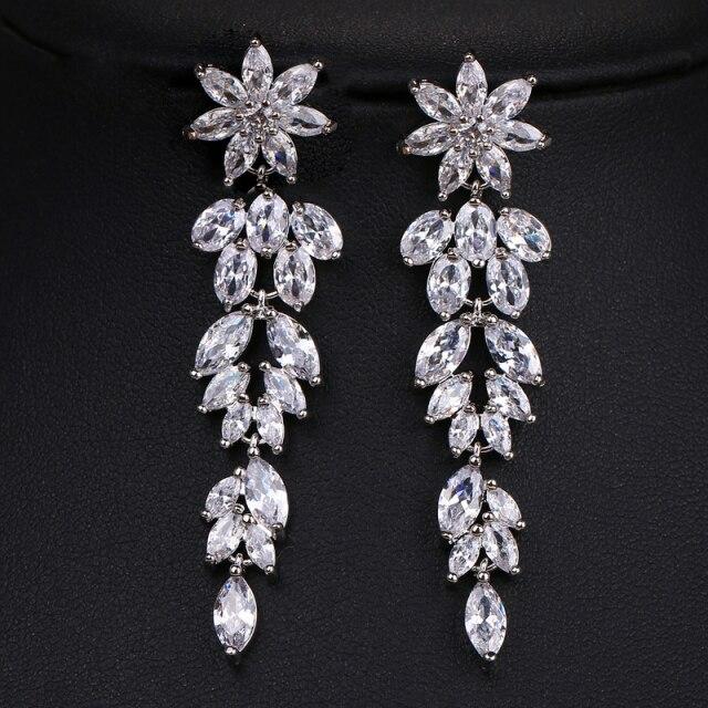 Роскошные женские серьги-капли с цветочным листом и цирконием, длинные серьги для свадебной вечеринки в Дубае, ювелирные изделия в подарок
