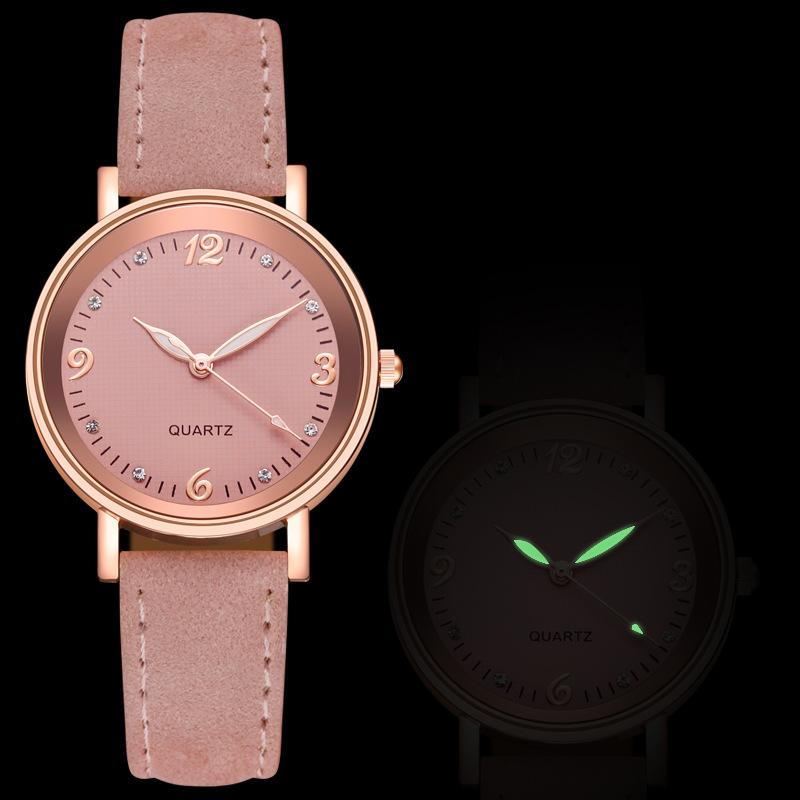 Arabic Dial Watch Women's Casual Leather Band Analog Quartz Watches