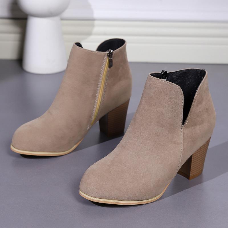 Large Size High-heeled Fashion Boots Autumn and Winter New Short Tube Outer Wear Side Zipper Fashion Women's Boots Wish