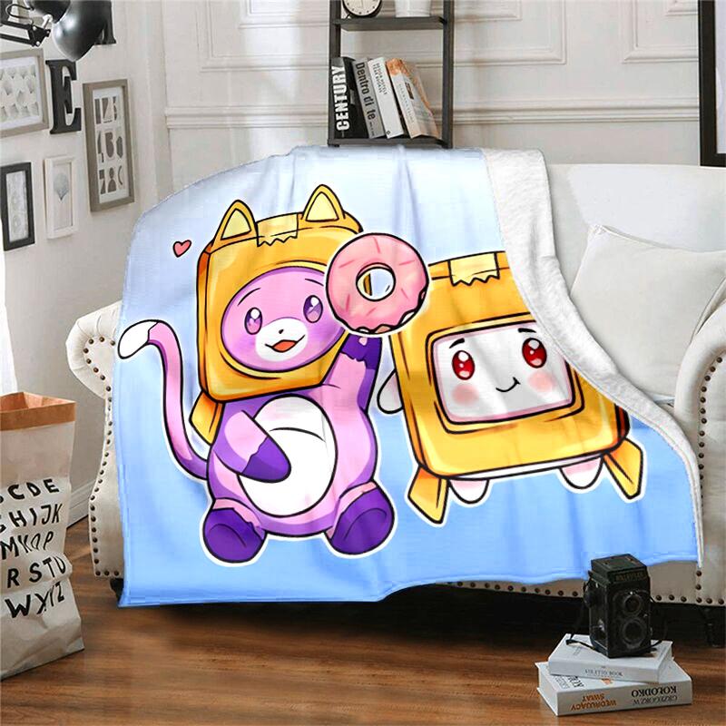 1pc Blanket Lankybox Foxy and Rocky3 Print Design, Lightweight Blanket for Sofa, Bed- Soft &Warm, Gift for All Seasons like Christmas, Halloween