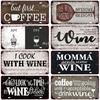 Vintage Wine & Coffee Metal Tin Sign - 15x30cm Plate, Man Cave Bar Wall Decor, Home Art Poster, 1pc