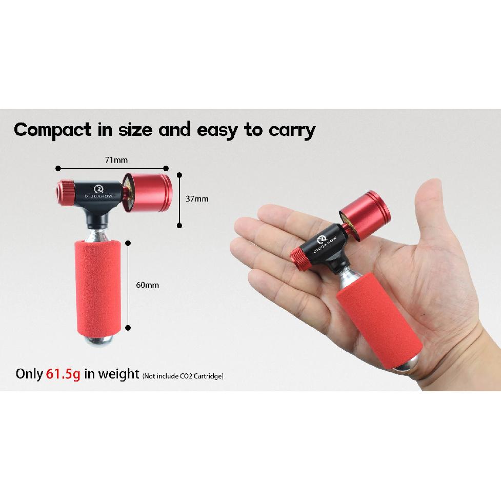 Aluminum Alloy CO2 Bike Tire Inflator Push-Button Presta & Schrader Compatible CO2 Bike Pump for Road Bikes MTB Hybrid Bikes