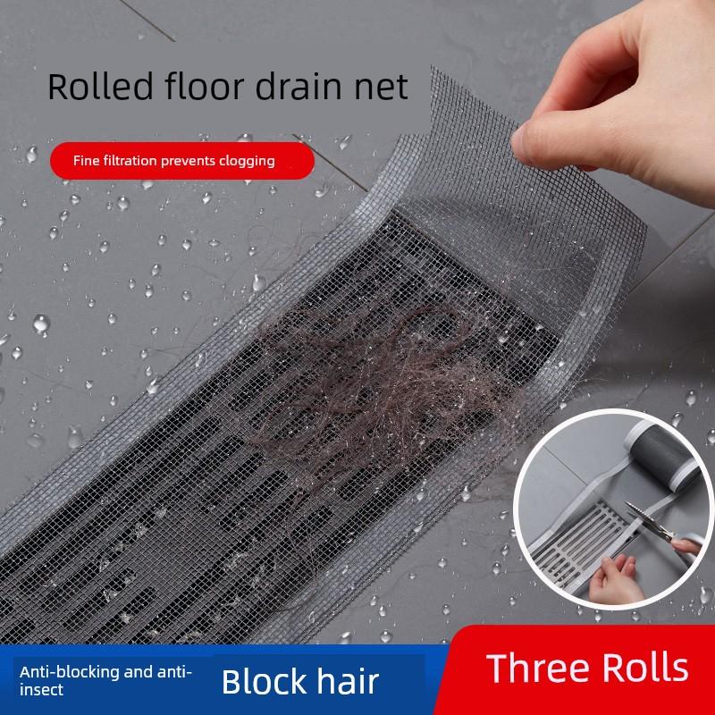 Rectangular Drain Filter Strip, Disposable, Insect-Proof, for Bathroom and Toilet, Hair-Blocking, Roll-Packed Sewer Sticker