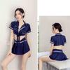Женский сексуальный костюм для косплея, эротический костюм моряка, униформа стюардессы, синий комплект из топа и юбки
