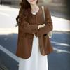 Women Casual Round Neck Long Sleeve Loose Thin Cardigan Outwear