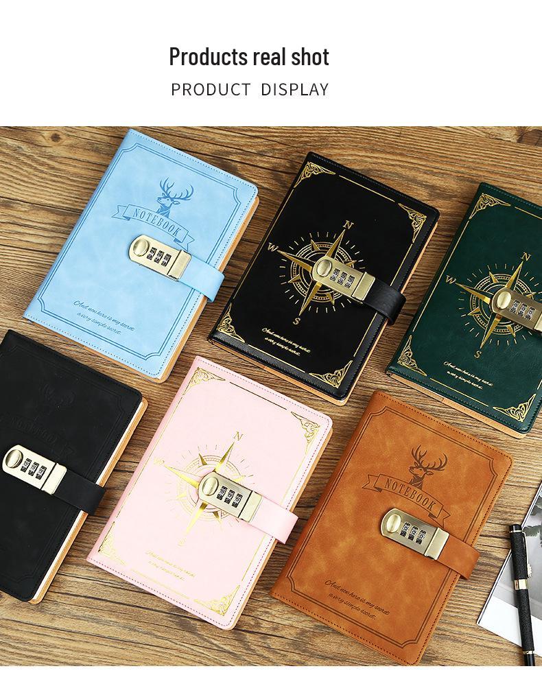 Ретро блокнот на пароле с замком 2025 - Простой и литературный дизайн для мужчин и женщин