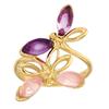 Handmade Silver Ring 'Meghan' Amethyst Rose Quartz Gold (dragonfly) - 30 Mm