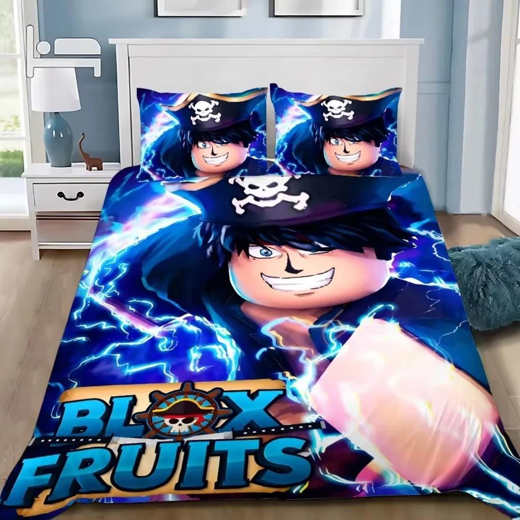 3D Game Bedding Set B-Blox F-Fruits Cartoon Duvet Cover Set Soft Skin-Friendly Single Double King Size For Kids Home Textiles