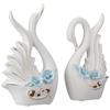 Modern Elite Swan Pair Ceramic Art Figure | Beautiful Home Decor (Set of 2, White)