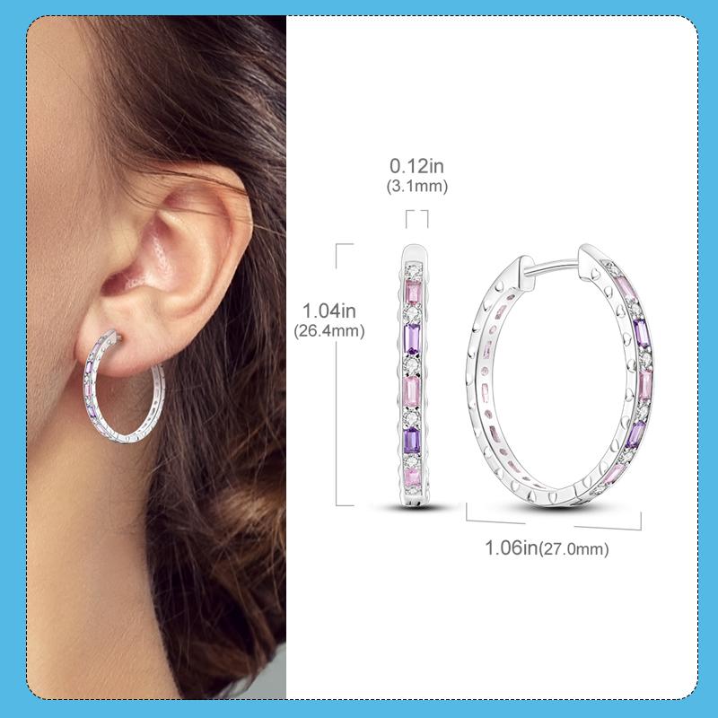 New S925 Silver Double Hoop Earrings Sparkling Pave Stud Earring Gift For Women Engagement Jewelry Anniversary
