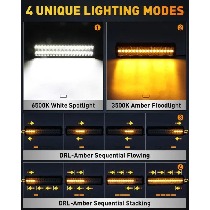 12inch 20Inch Led Light Bar 60W 105W 4 Modes Work Lights Spot Beam Daytime Running Light Bar for Motorcycle 4x4 Led Ramp Offroad