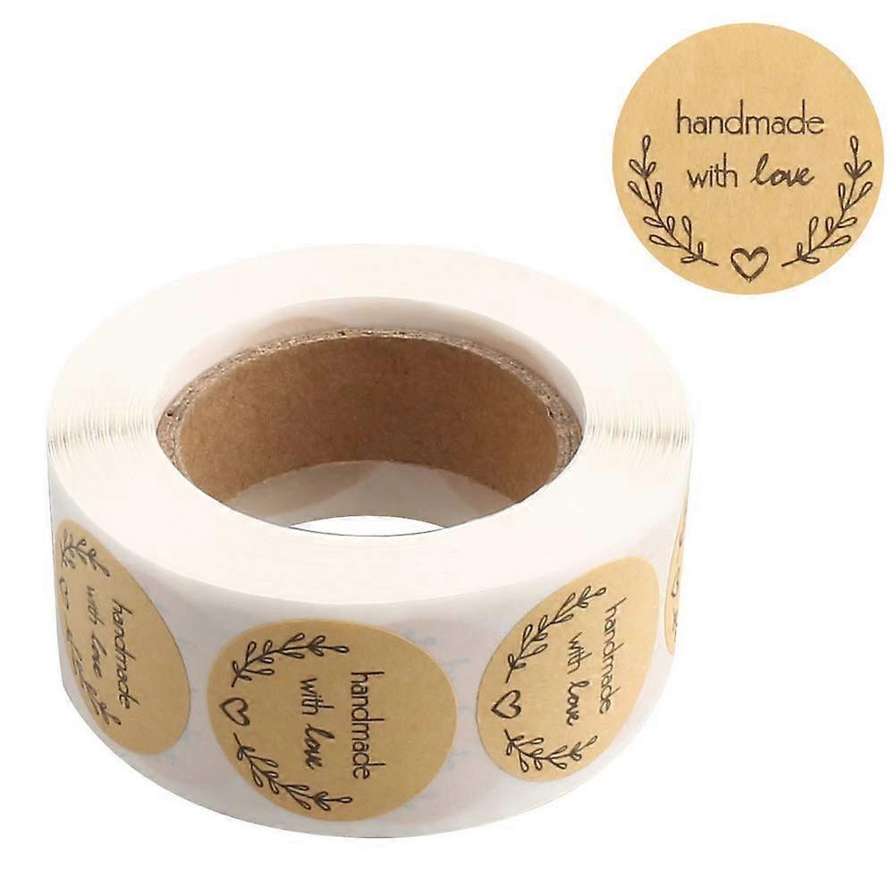 500 Pcs Handmade with Love Stickers, 25mm/1 Inch Self-Adhesive Handmade Baking Sticker Gift Tags for Valentine's Day