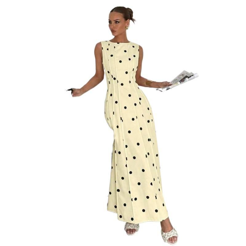 Amazon Europe and the United States 2026 summer new fashion temperament sleeveless A word casual elegant polka dot dress