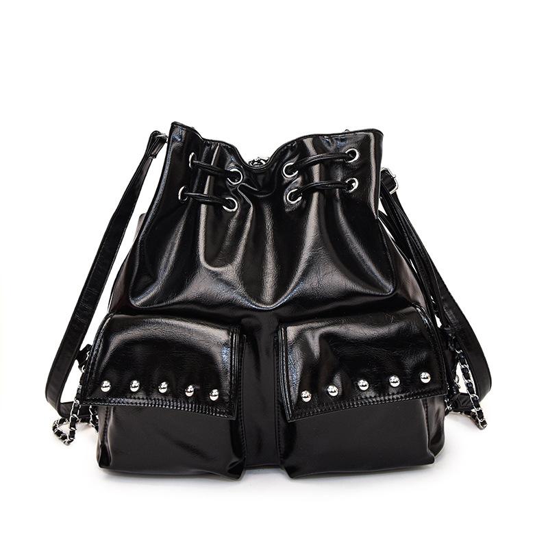 Повседневная сумка-ведро большой вместимости, модная новая портативная сумка-мессенджер на плечо с завязками, женский рюкзак