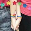 3pcs Rainbow Handband Female and Male Bounce Bracelet Elegant Style Instagram Couple Girlfriend Cute Girl Heart Bracelet