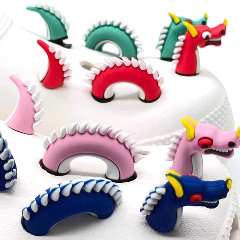 1 комплект поддельных мультяшных китайских драконов из ПВХ с отверстиями для обуви, сделай сам, забавные аксессуары для обуви, украшения в виде крокодиловой змеи, пряжка, подарок