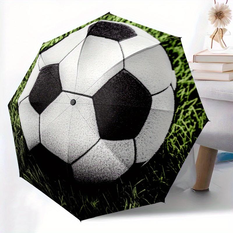 A Soccer Ball Grass Sports Football Field. Theme Print Umbrella, Featuring Automatic Folding,, And Shielding. It Has Eight Stu