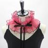 Women Vintage Princess Fake Collar Gothic Black Faux Leather Ruffled Floral Lace Choker Necklace Victorian Neck Ruff