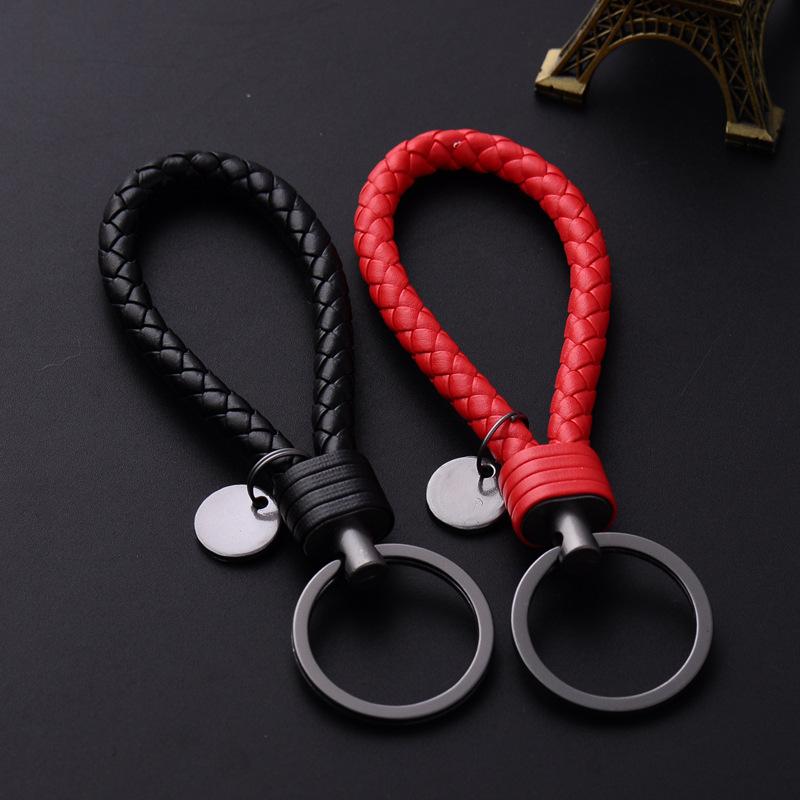 2Pcs Creative PU Leather Braided Rope Keychain Car Key Ring For Women Men Fashion Key Holder Accessories