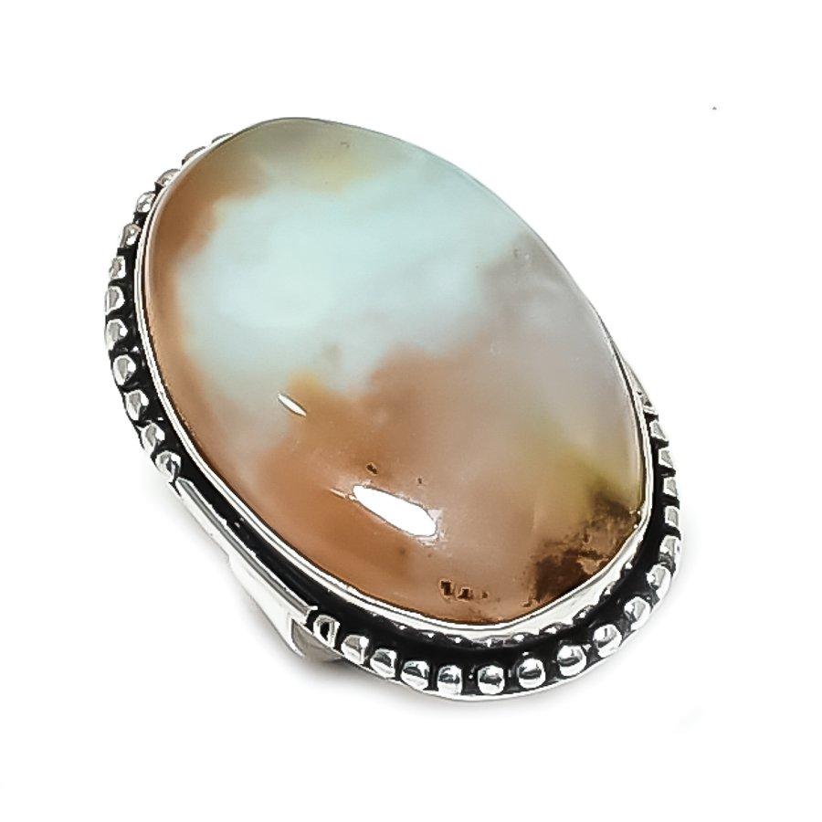 Natural Chrysoprase Gemstone 925 Sterling Silver Jewelry Ring Size 6 O6S85