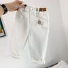 Kids' Fashionable Korean Style Elastic White Pants for Spring & Autumn - Unisex Long Pants for Boys and Girls.