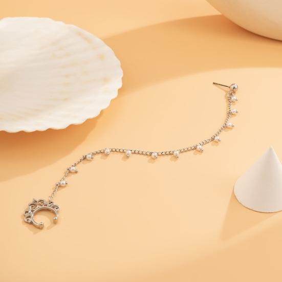 Ethnic Style Star Chain Faux Nose Pearl Tassel Leaf Jewelry Piercing Stud Earrings Nose Ring