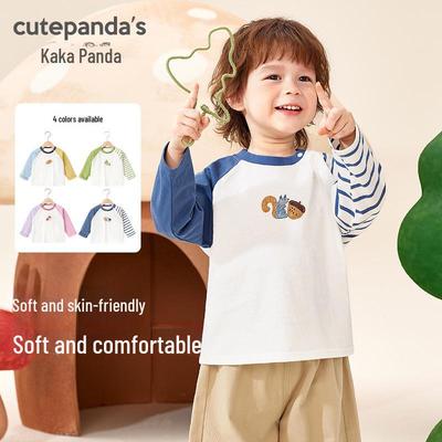 Футболка с длинным рукавом Kaka Panda Kids - Весенние и осенние топы для мальчиков и девочек