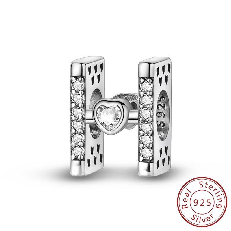 Новые бусины-шармы из стерлингового серебра 925 пробы, 26 букв алфавита A-Z, шарм, подходит для оригинальных браслетов с шармами, DIY, ювелирные изделия для подарков, изготовление