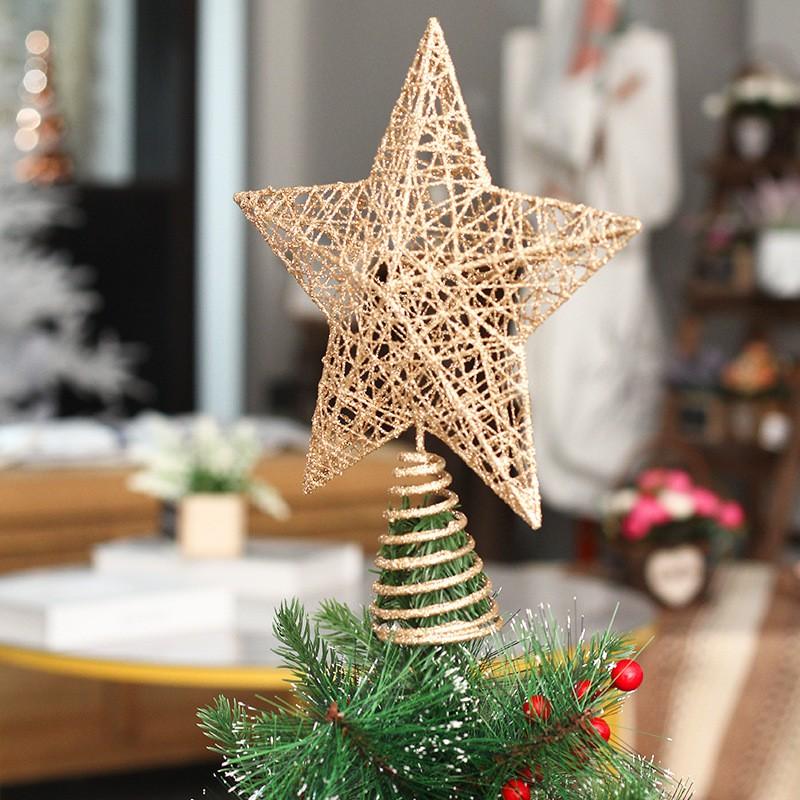 Metallic Glitter Hollow Star Tree Topper Christmas Ornament Decor Holiday