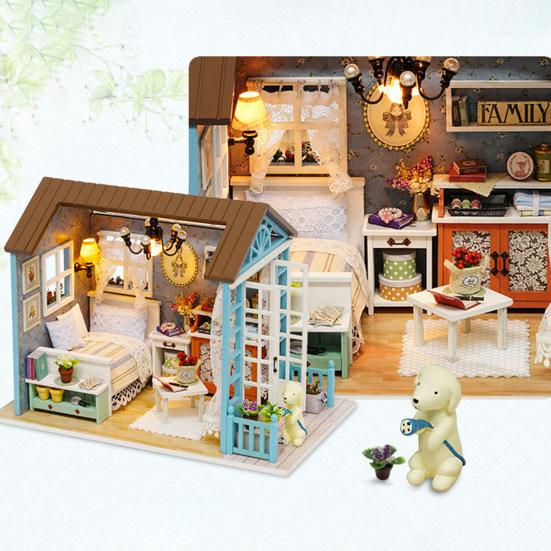 Декоративный, простой в сборке, полезный с легким кукольным домиком ручной работы, комплект мебели, детская игрушка, мини