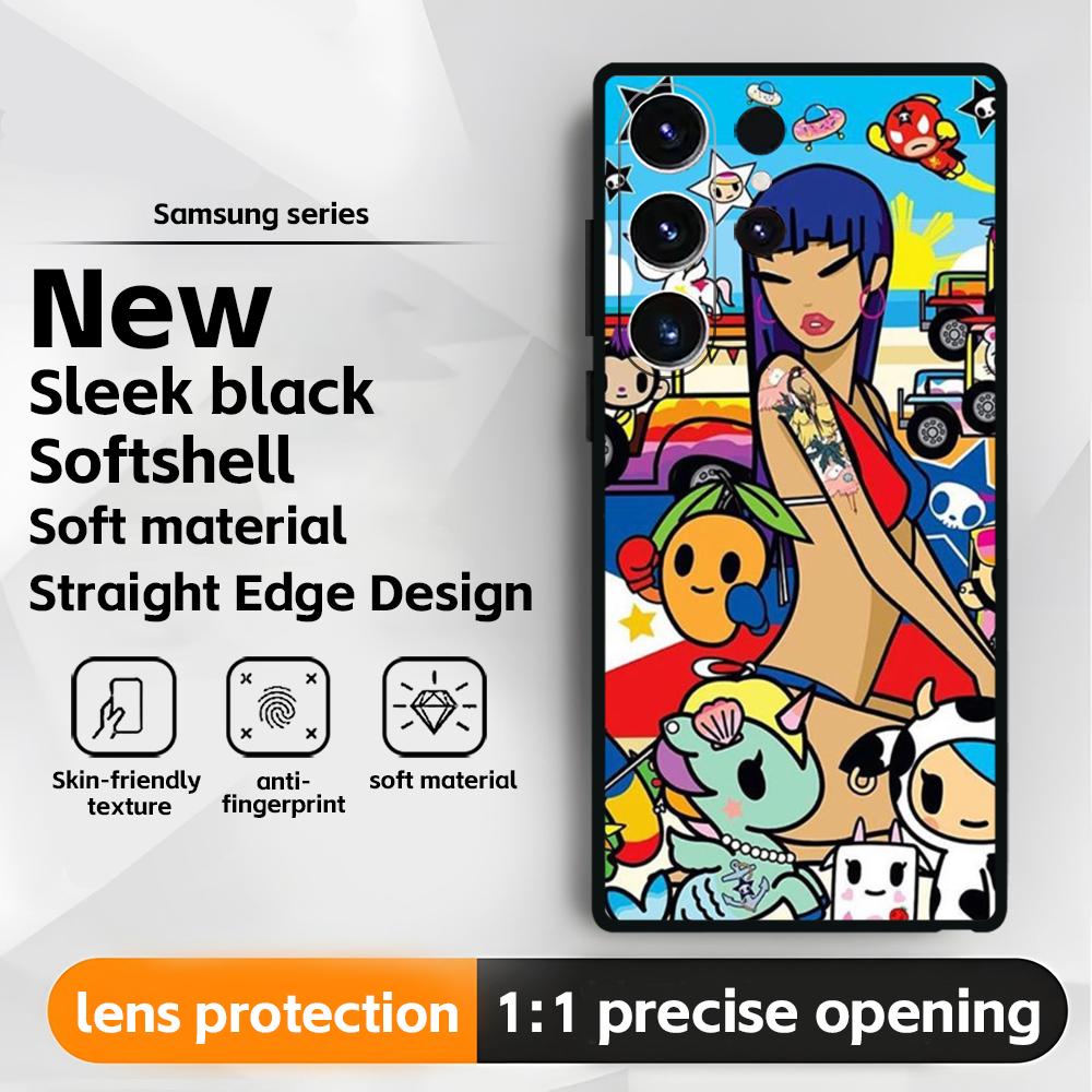 Япония Милый T-Tokidoki Чехол для телефона для Samsung Galaxy S25 S24 S23 S22 S21 S20 Plus Ultra Note20 Мягкий Черный
