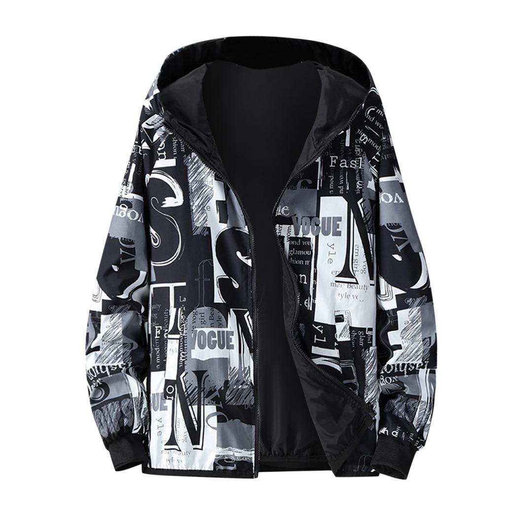 Men's Large Size Autumn Trendy Printed Coat Reversible Jacket