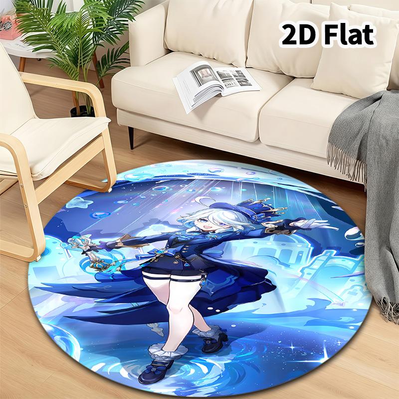 Genshin Round Area Rug Carpet Rug For Living Room Bedroom Sofa Playroom Decor Nonslip Floor Mat