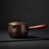 Copper Teapot with Wooden Handle Low-Profile Hammered Handcrafted
