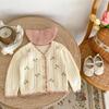 2025 Fall Versatile Baby Girl Embroidered Floral Cotton Knit Cardigan