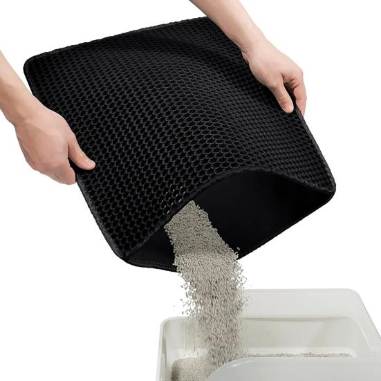 Коврик для кошачьего туалета из ЭВА, двухслойный, с большими отверстиями, противоскользящий, фильтрующий коврик для песка, эффективная очистка, дышащий дизайн, кошачьи аксессуары